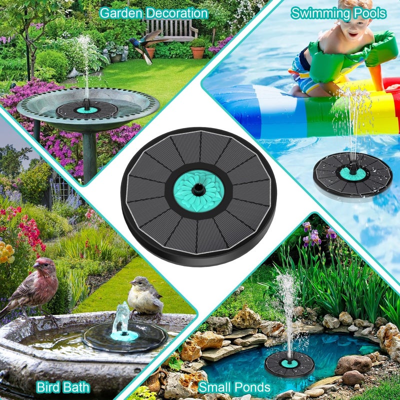 GAIZERL Solar Fountain Cyan Flower, Upgrade 3.5W Solar Bird Bath Fountains, Solar Powered Water Fountain with 7 Nozzles, 4 Fixed Pipes for Hummingbirds, Bird Bath, Garden, Pool, and Pond - Image 5